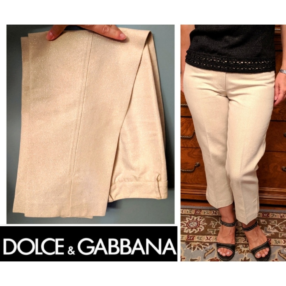 Dolce & Gabbana Sparkle Gold Cropped pants EUR 44